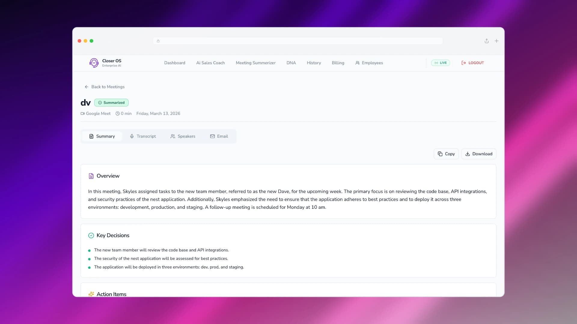 Meeting Intelligence & Automated Follow-Up Platform