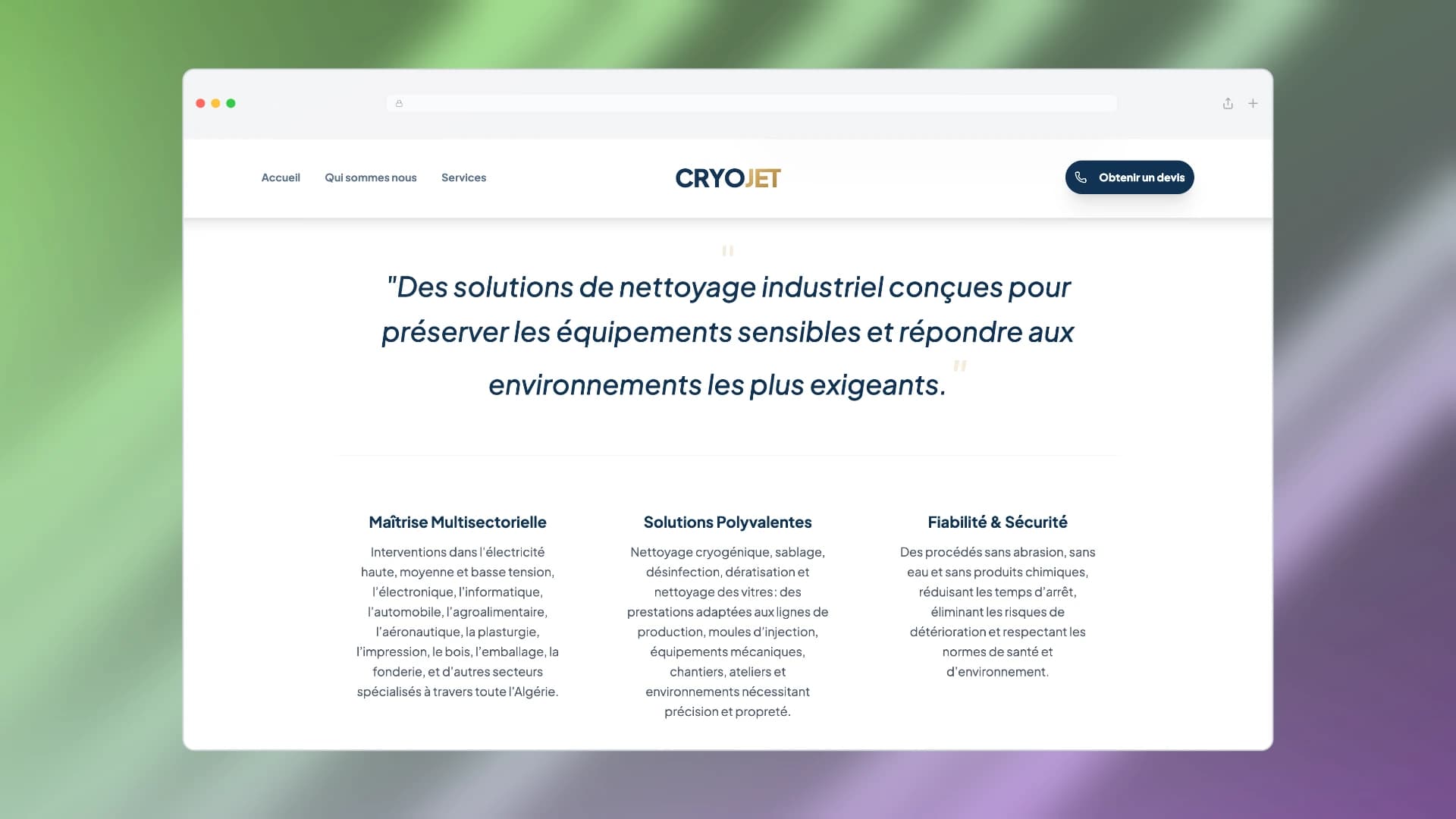 CRYOJET Company Description, Rigor, and Certified Mission