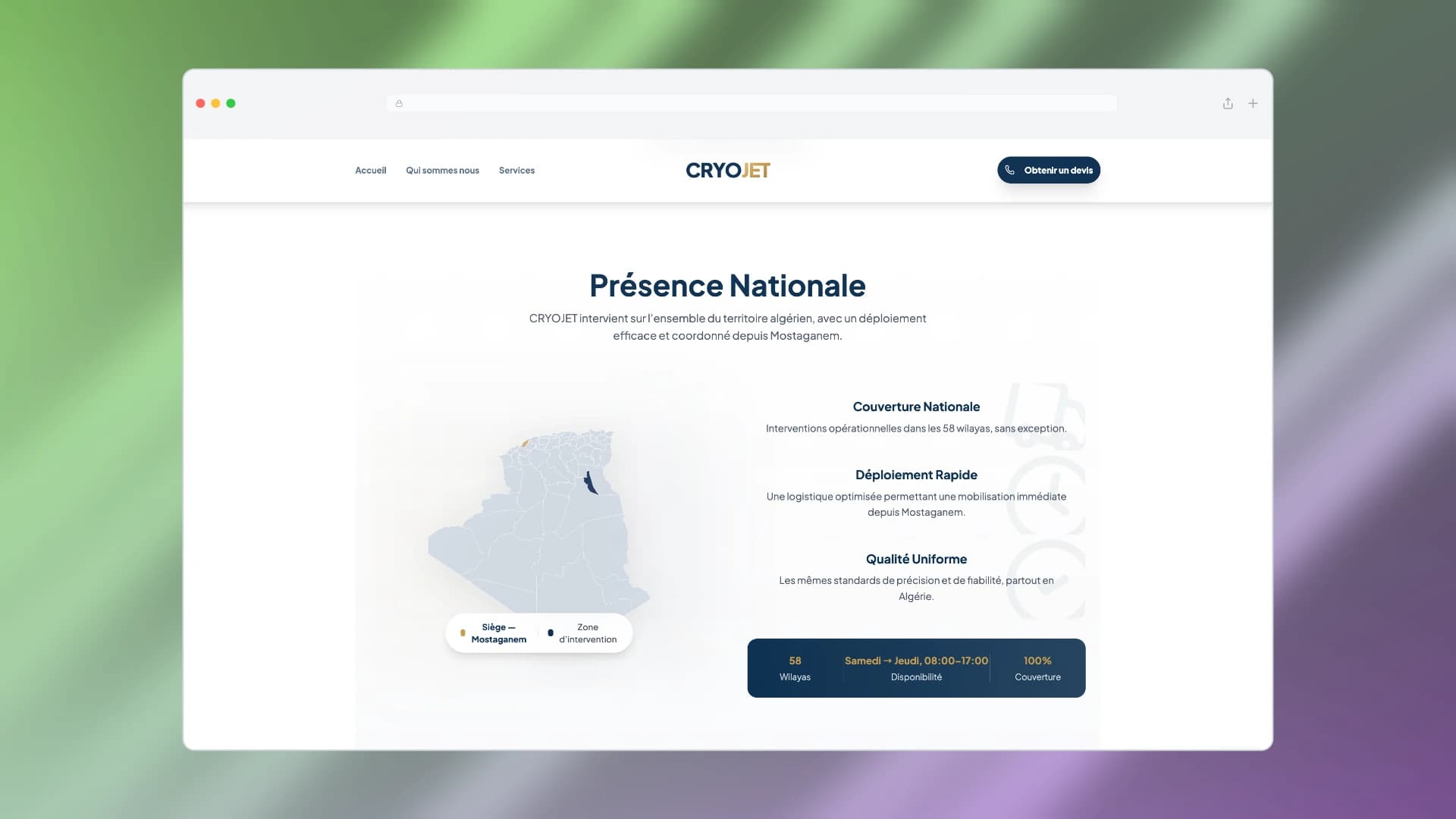 CRYOJET Interactive 58 Wilayas National Logistics Map