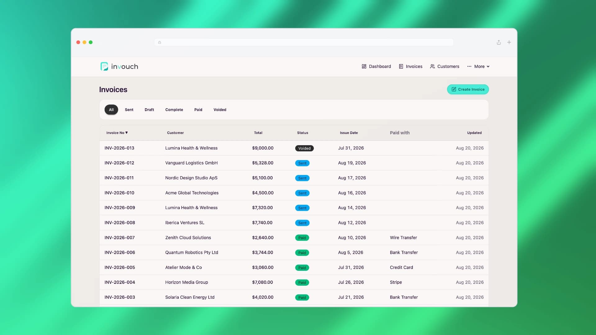 Invoice List & Lifecycle Statuses