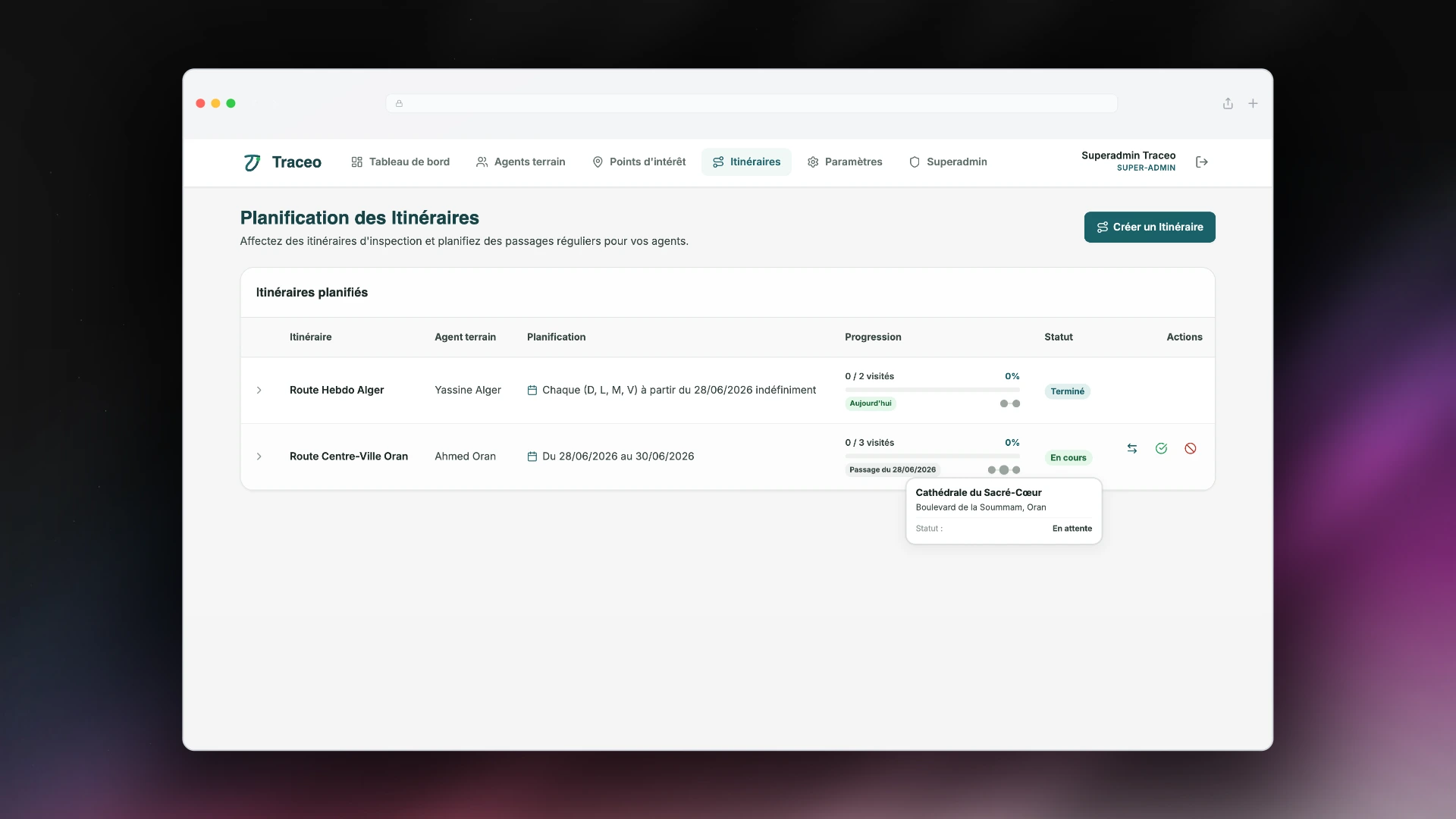 Traceo Recurring Route Planner & Agent Assignment